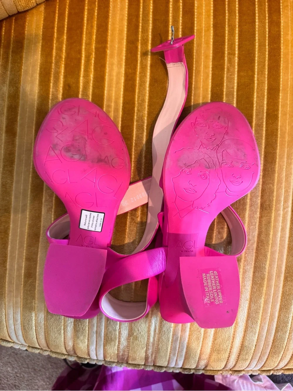 Agl Hot Pink Platform Crisscross Sandals